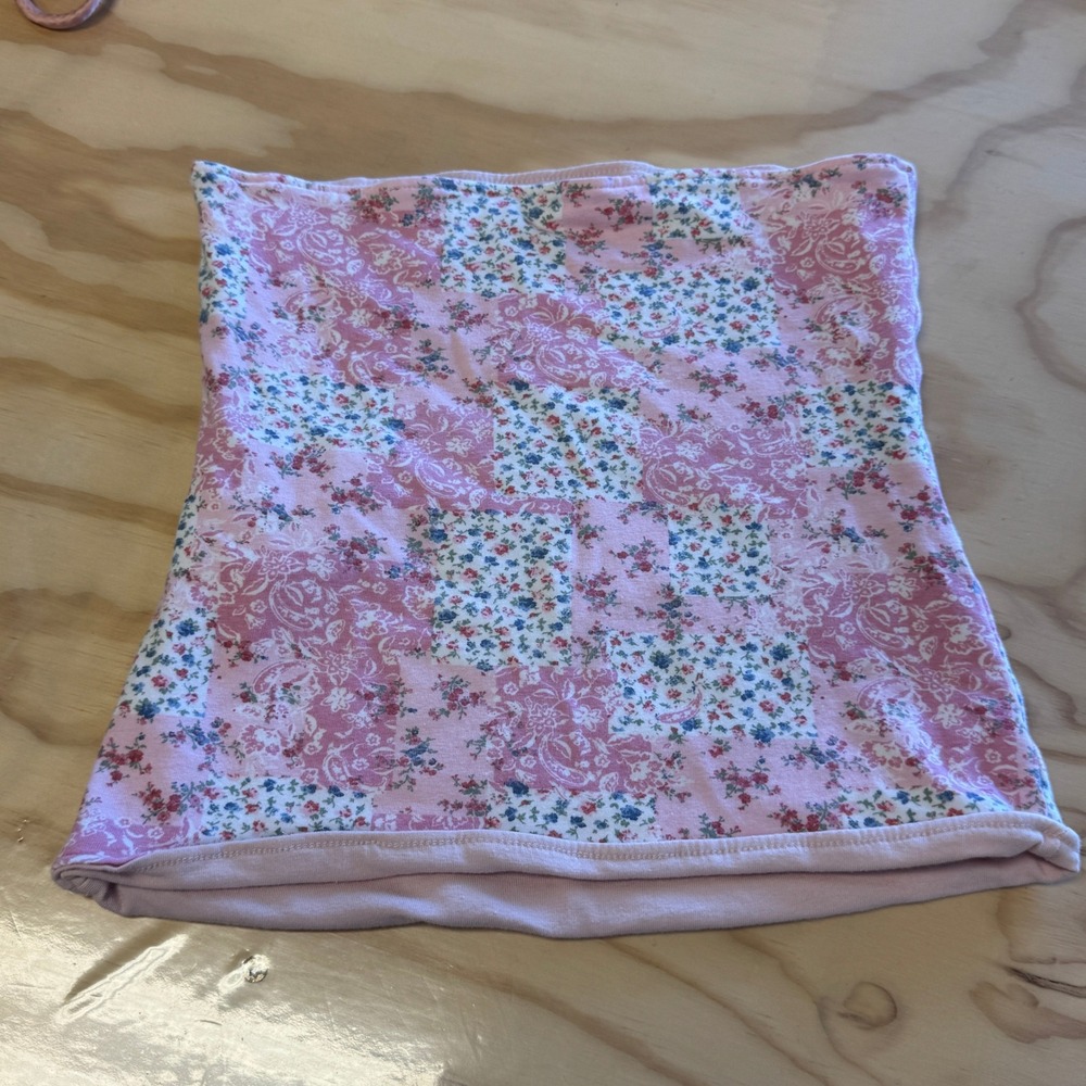 Hollister Pink Patchwork Floral Paisley Tube Top Strapless Bodice Sm Reversible - Picture 2 of 7